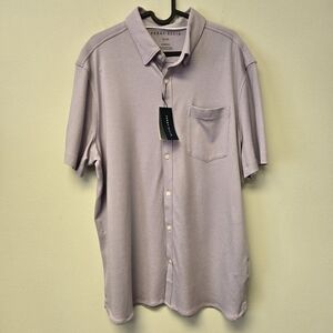 Perry Ellis Untucked Knit Button Down Shirt Orchid Petal Purple XL
